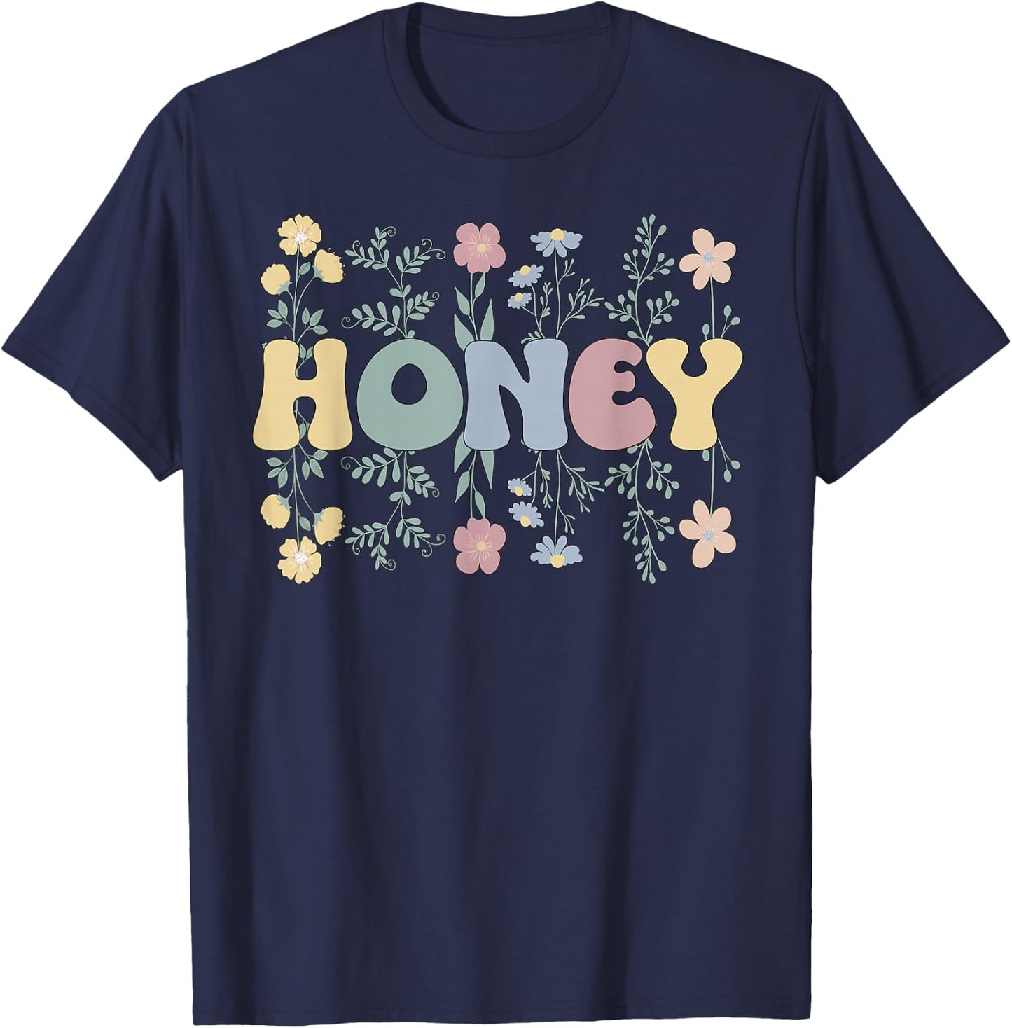 Groovy Honey Grandmother Flowers Honey Grandma T-Shirt - T-Shirt | Navy