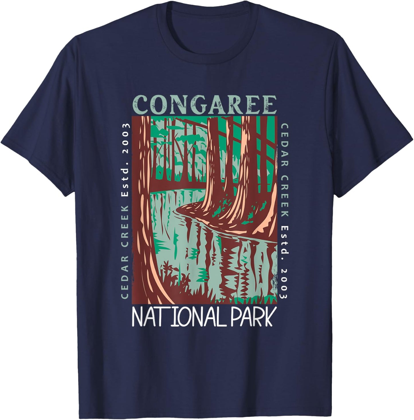 Congaree National Park South Carolina Distressed Vintage T-Shirt - T-Shirt | Navy