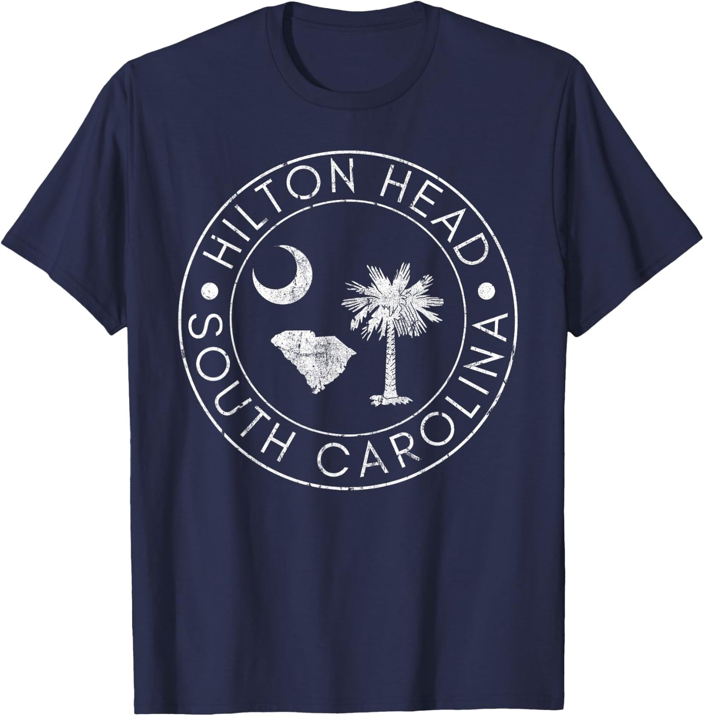 Hilton Head South Carolina Beach Map Flag SC Vintage T-Shirt - T-Shirt | Navy
