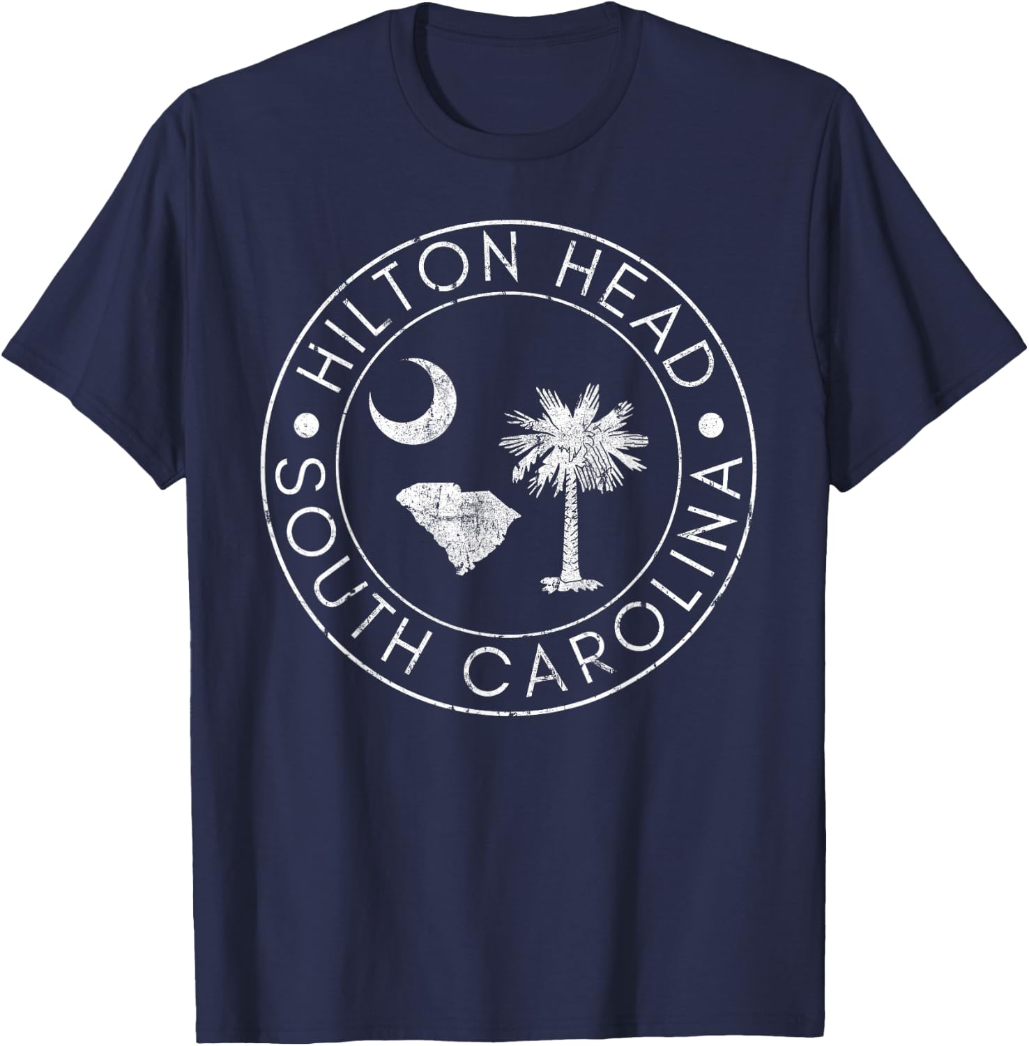 Hilton Head South Carolina Beach Map Flag SC Vintage T-Shirt - T-Shirt | Navy