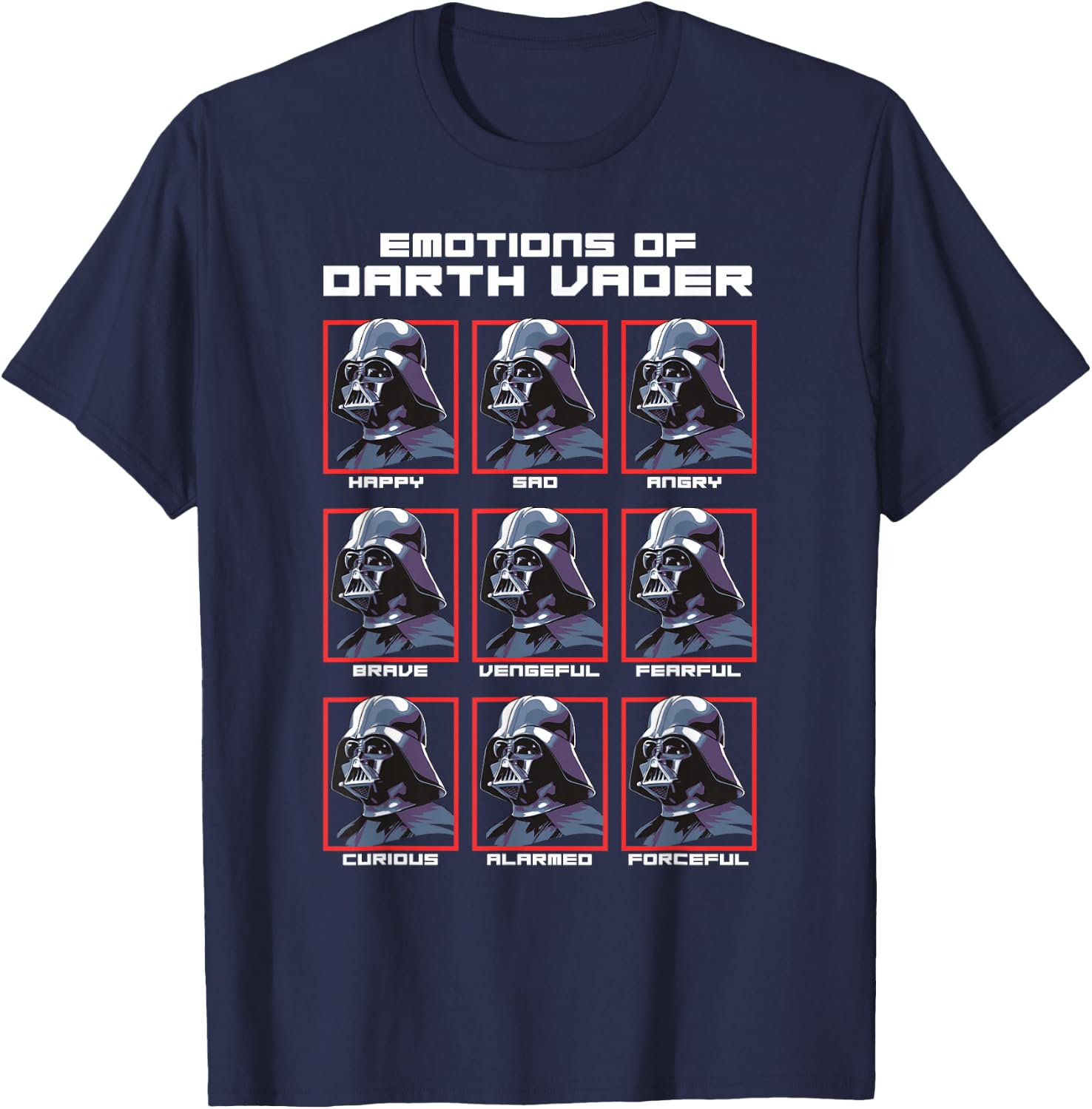 Star Wars Emotions Of Darth Vadar Portrait Grid T-Shirt - T-Shirt | Navy