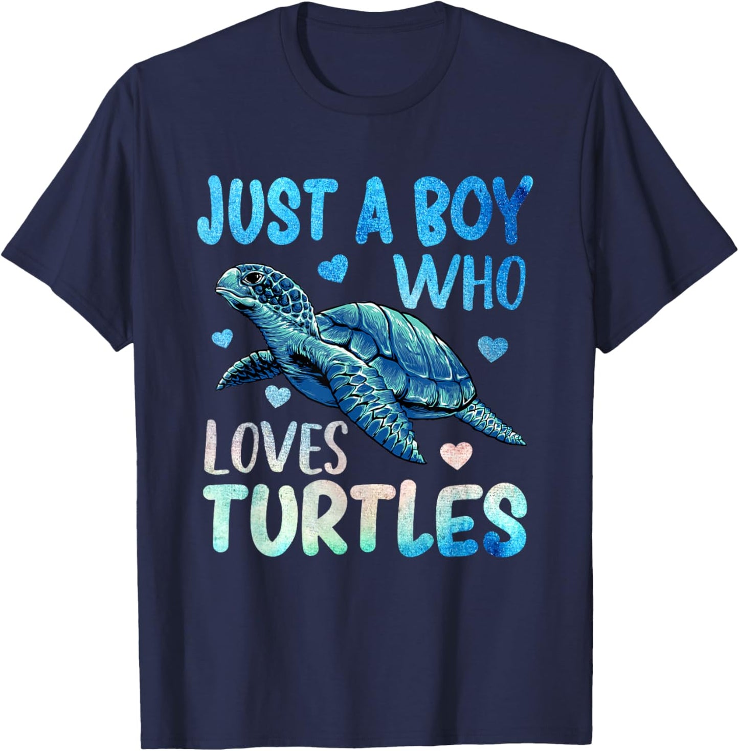 Sea Ocean Watercolor Just A Boy Who Loves Turtles T-Shirt - T-Shirt | Navy