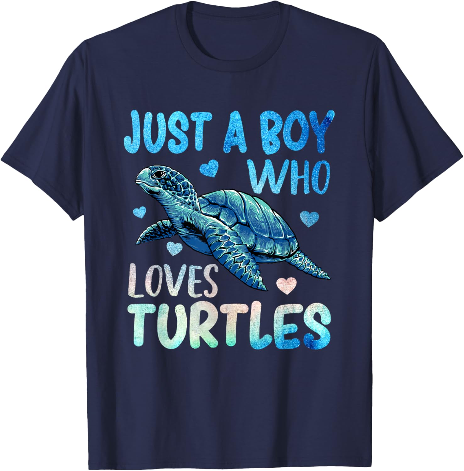 Sea Ocean Watercolor Just A Boy Who Loves Turtles T-Shirt - T-Shirt | Navy