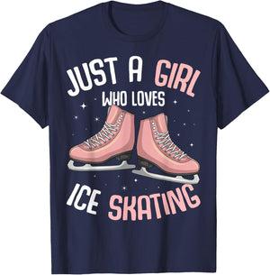Just A Girl Who Loves Ice Skating Figure Skater T-Shirt - T-Shirt | Navy