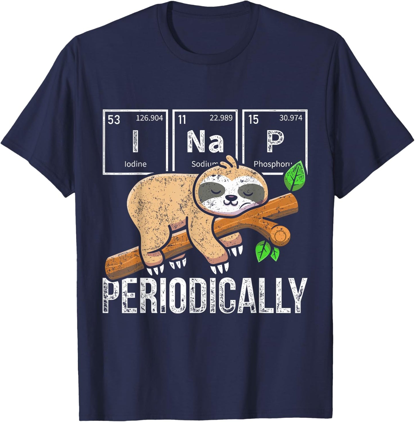 Cute Sloth Animal Periodic Table Science Chemist Chemistry T-Shirt - T-Shirt | Navy