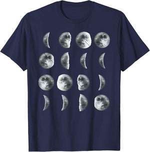 Space Science Student Teacher Funny Leonard Moon Phases Men Women Kids T-Shirt - T-Shirt | Navy