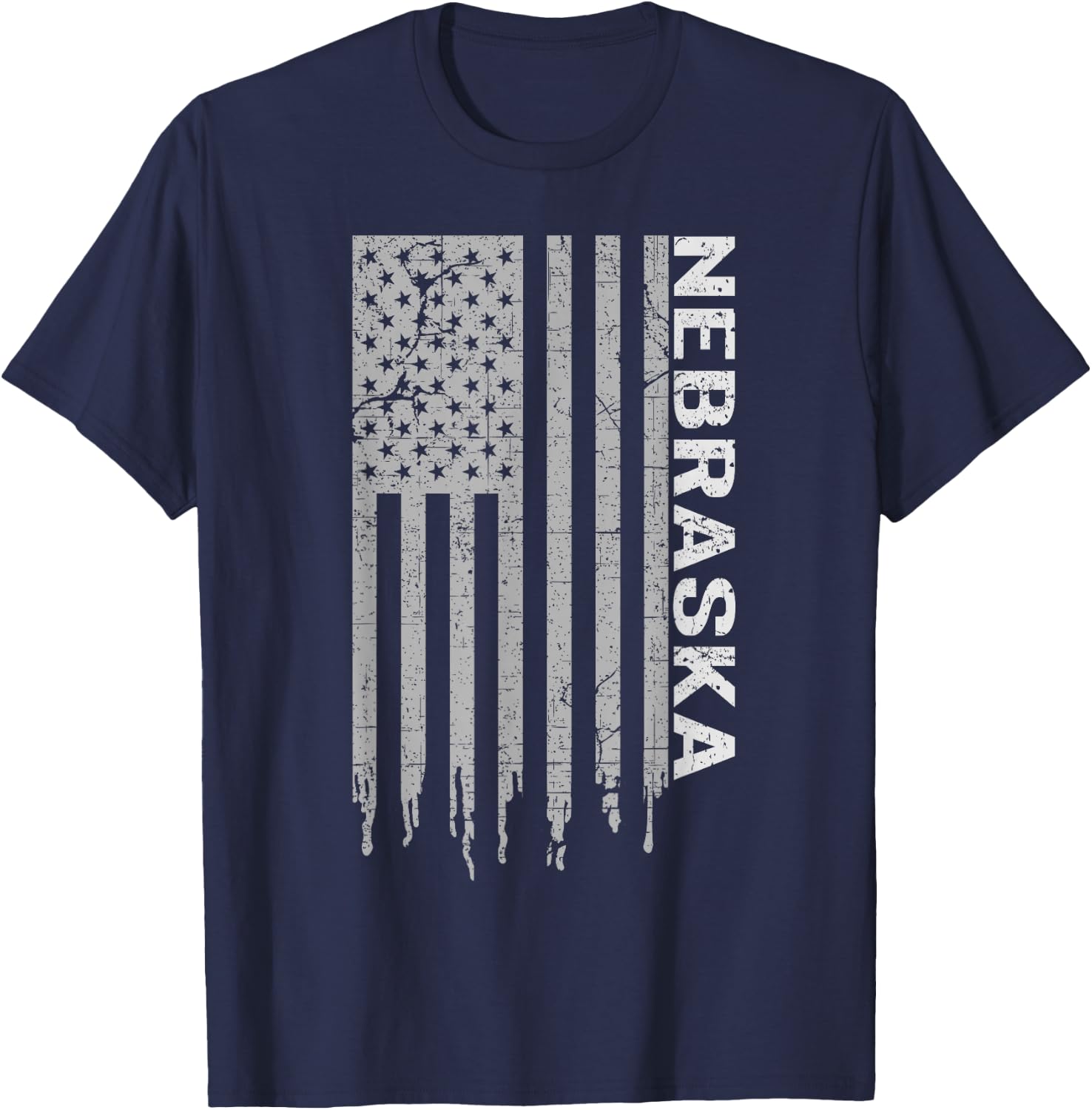 Distressed USA Flag Patriotic American from Nebraska T-Shirt - T-Shirt | Navy