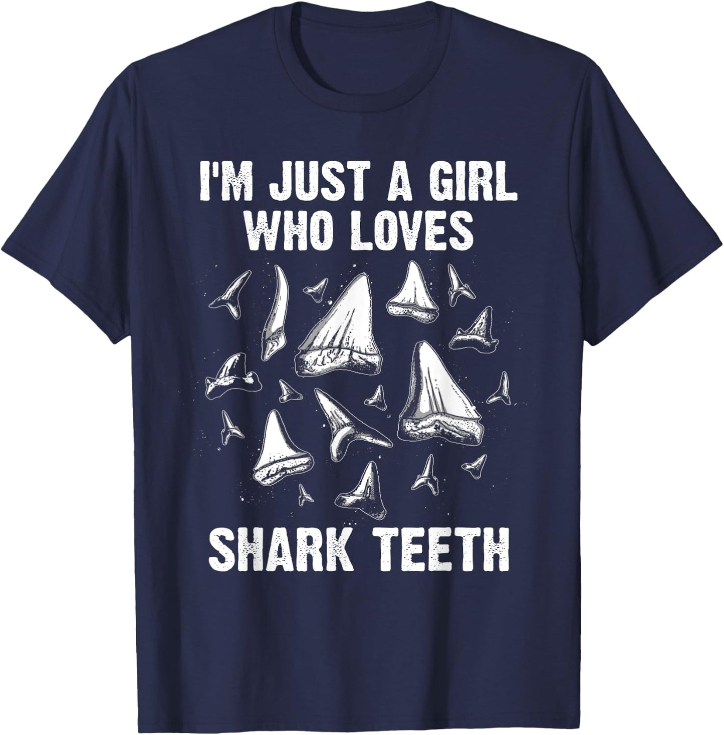 Funny Shark Teeth Design Girls Women Fossil Collecting Lover T-Shirt - T-Shirt | Navy