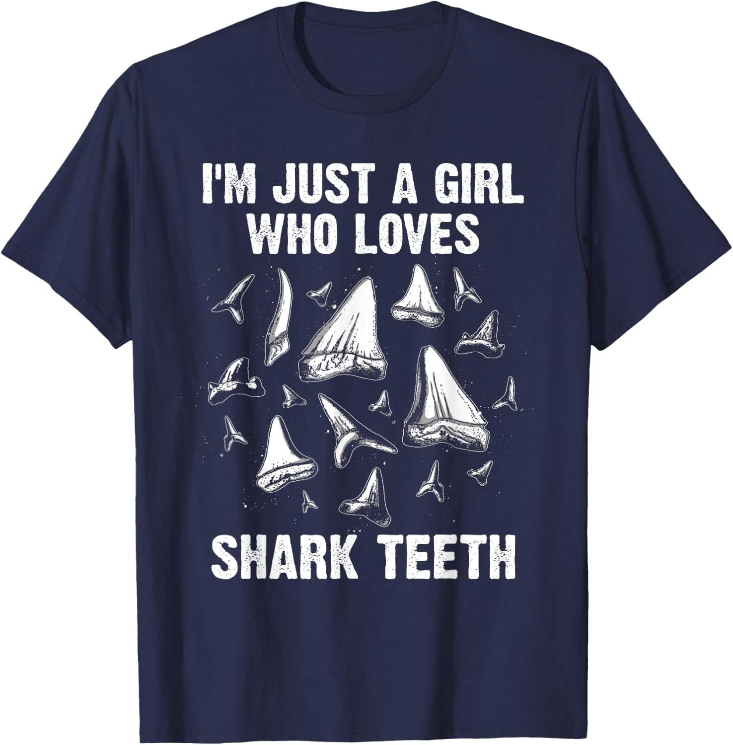 Funny Shark Teeth Design Girls Women Fossil Collecting Lover T-Shirt - T-Shirt | Navy