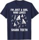 Funny Shark Teeth Design Girls Women Fossil Collecting Lover T-Shirt - T-Shirt | Navy