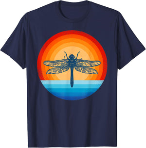 Dragonfly Retro Vintage 60s 70s Sunset Bug Insect Men Women T-Shirt - T-Shirt | Navy