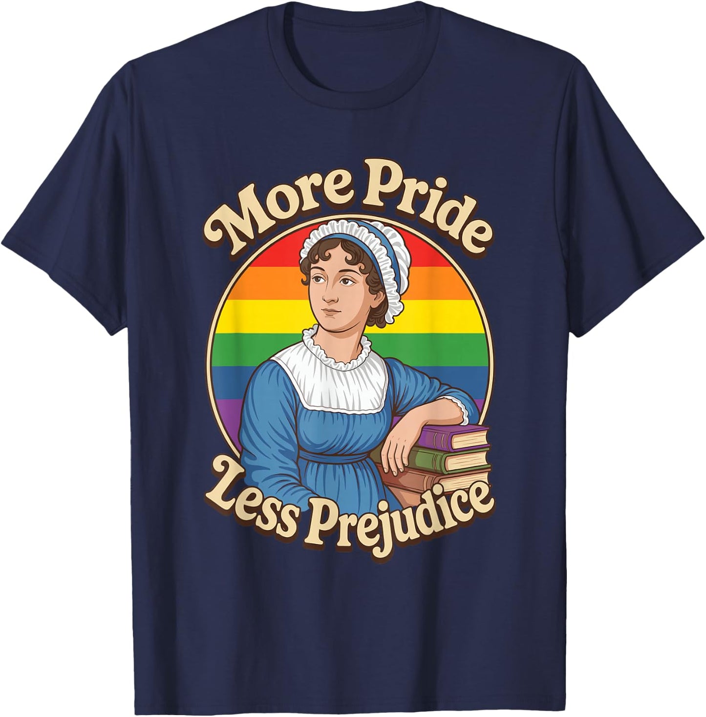 More Pride Less Prejudice LGBTQ Jane Austen T-Shirt - T-Shirt | Navy