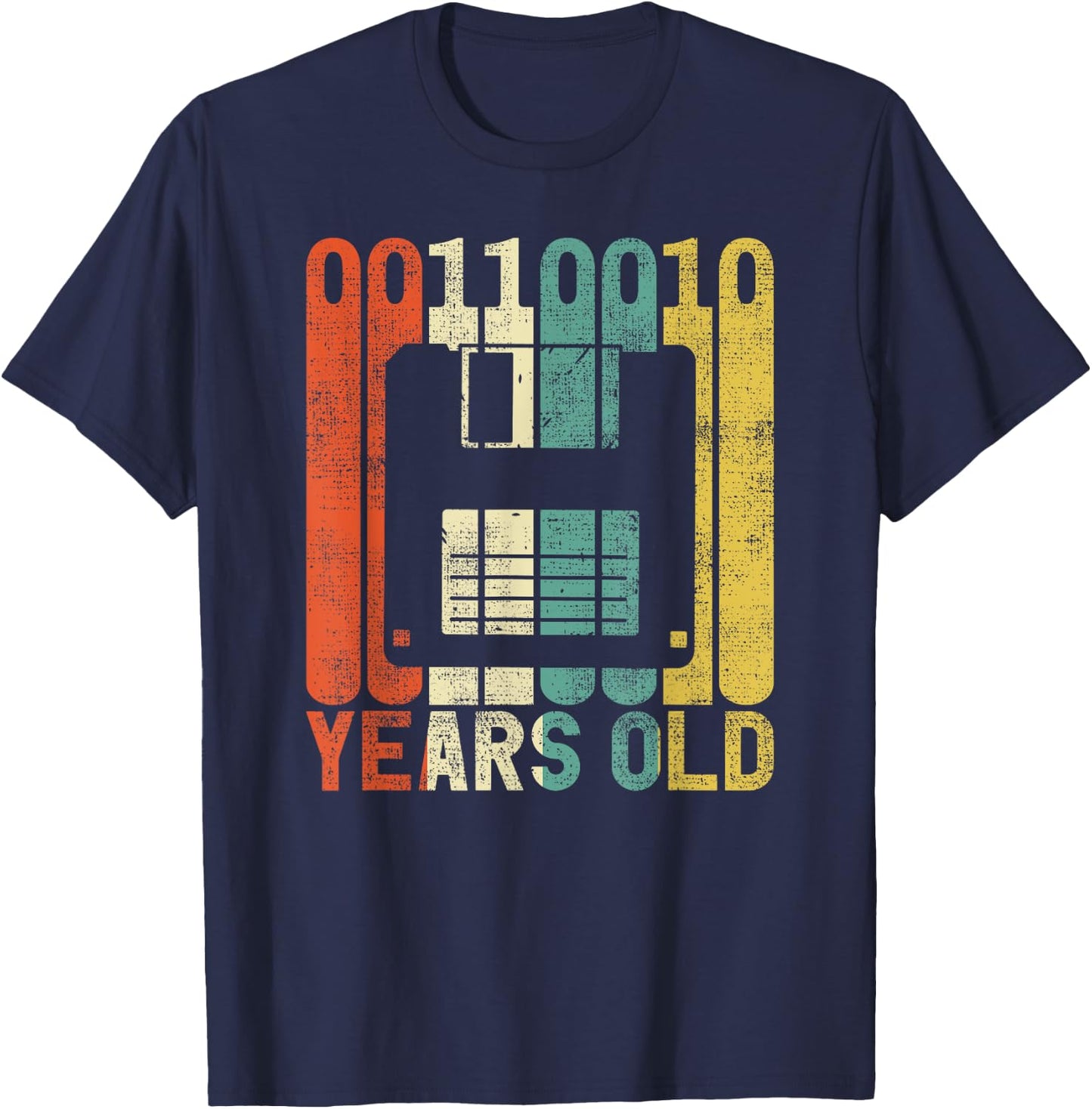 Retro 50th Birthday Nerd Floppy Disk Binary Computer Gift T-Shirt - T-Shirt | Navy