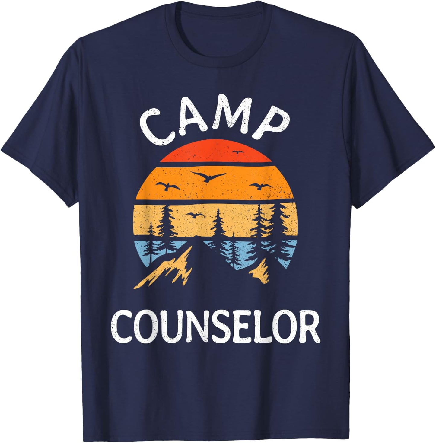 Camp Counselor Retro Summer Director Camper Staff Camping T-Shirt - T-Shirt | Navy