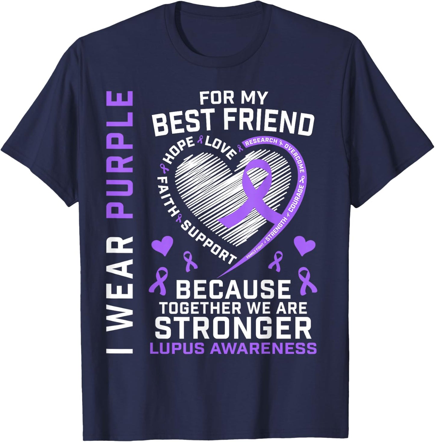 BFF I Wear Purple for My Best Friend Lupus Awareness Ribbon T-Shirt - T-Shirt | Navy