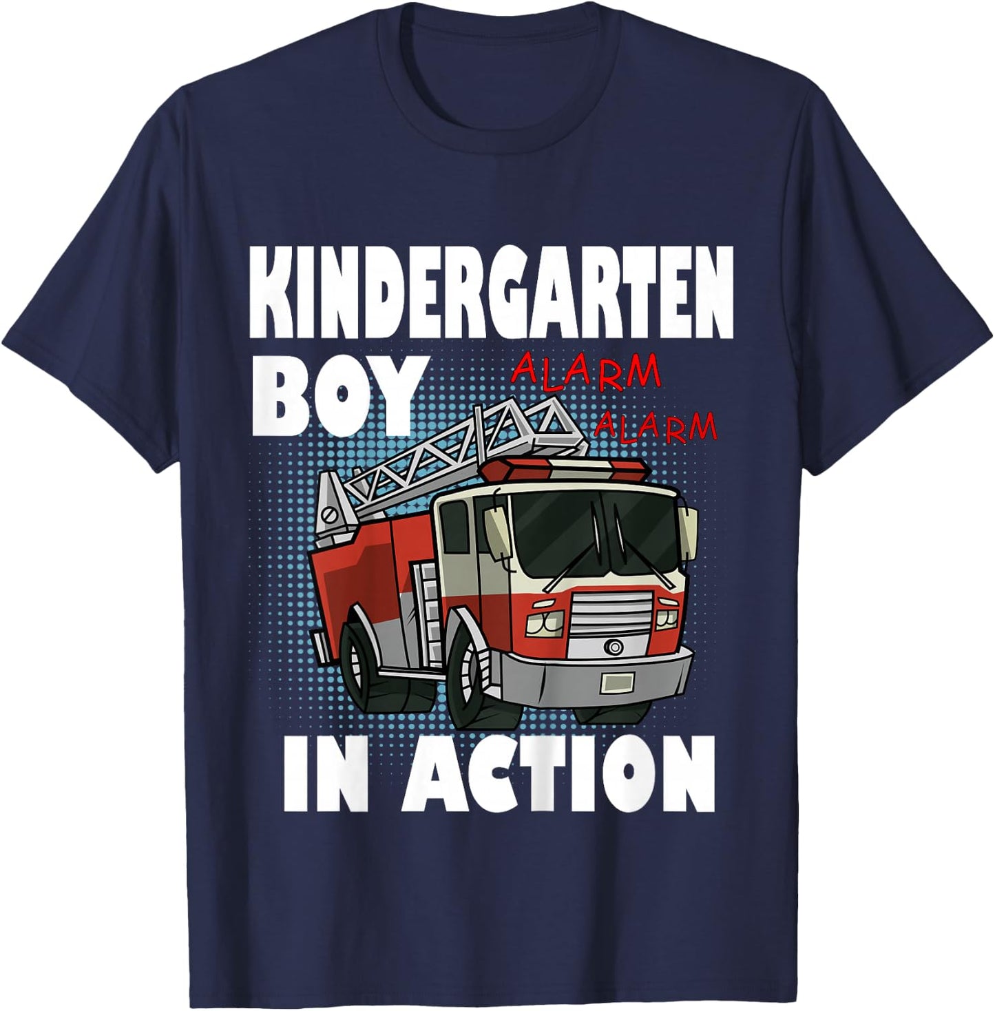 Kids Cool Fire truck in Action Back to School Kindergarten Boy T-Shirt - T-Shirt | Navy