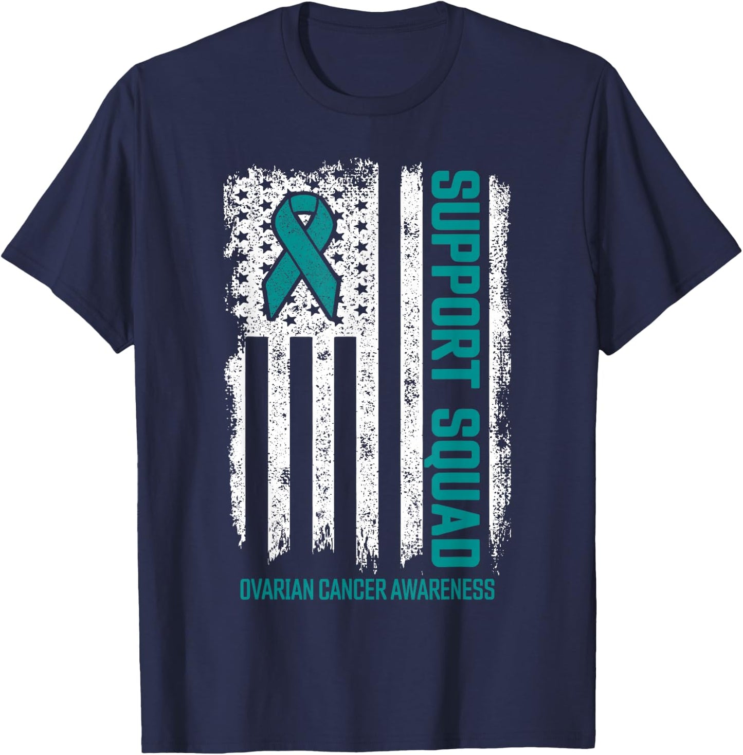 Ovarian Cancer Shirts Support Squad Ovarian Cancer Awareness T-Shirt - T-Shirt | Navy