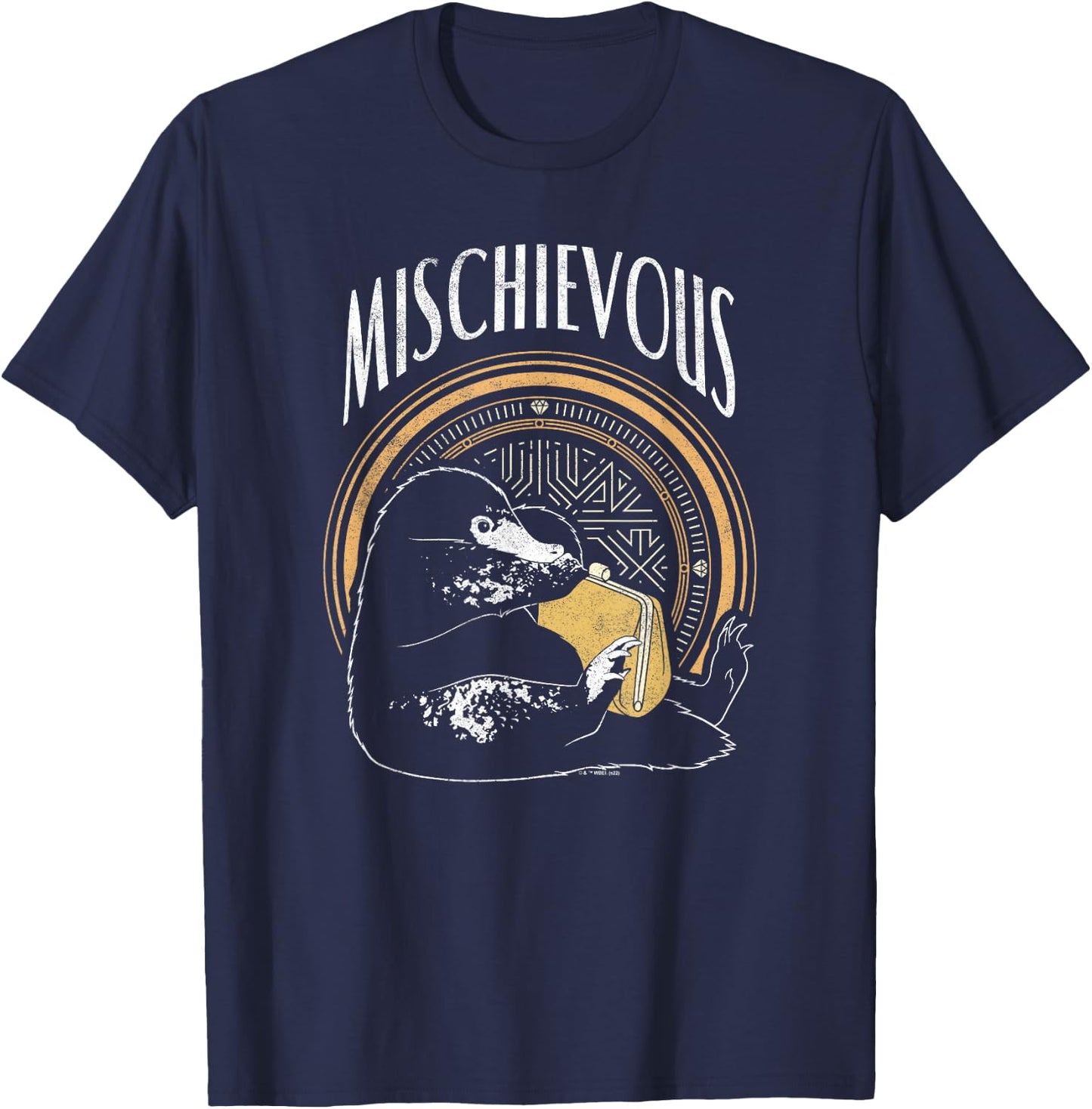 Fantastic Beasts Mischievous Niffler Poster T-Shirt - T-Shirt | Navy