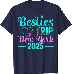 Besties Trip 2025 Summer Vacation New York T-Shirt - T-Shirt | Navy