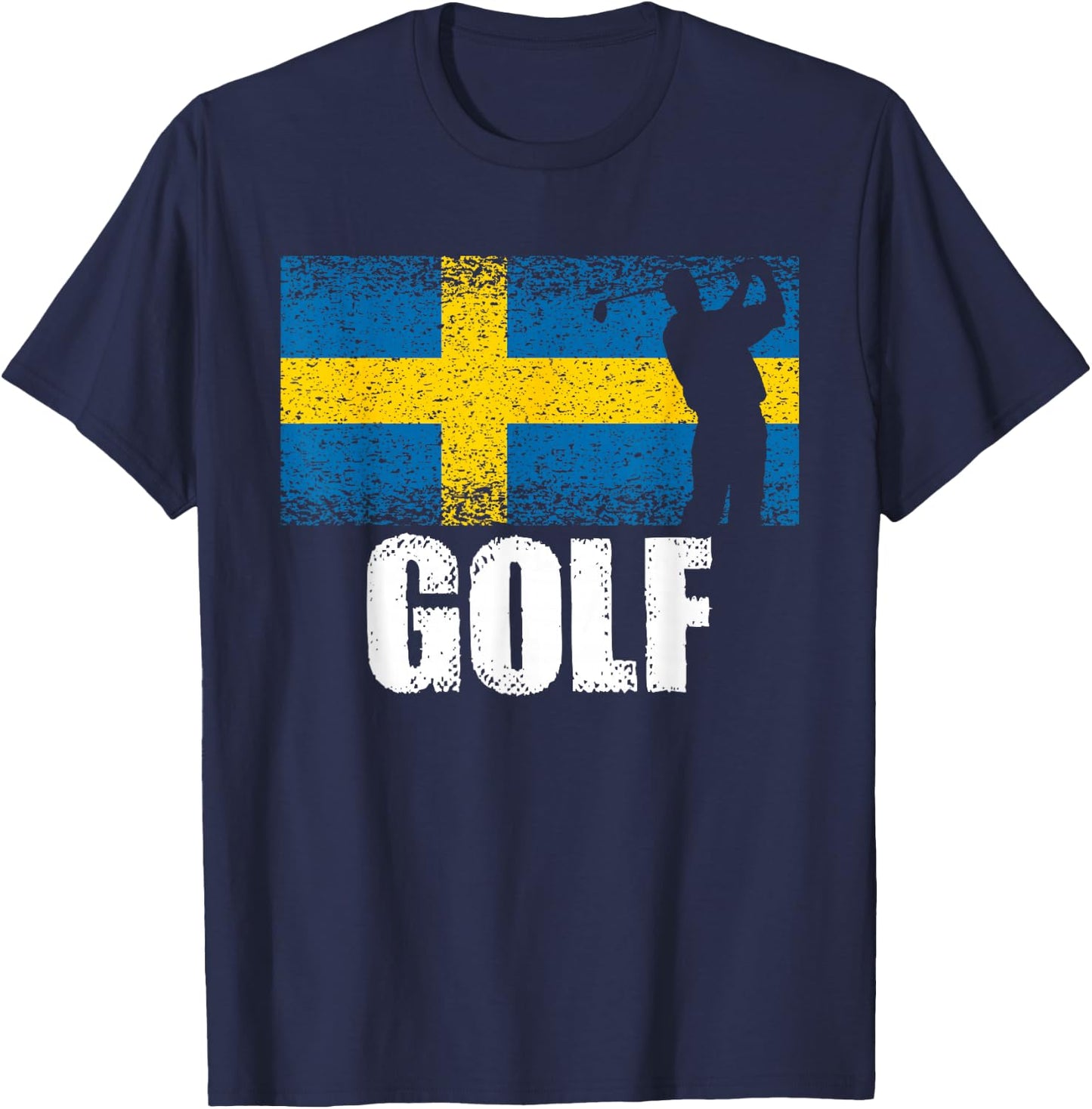 Golf Sport, Sweden Flag, Swedish Golfer Golfing T-Shirt - T-Shirt | Navy