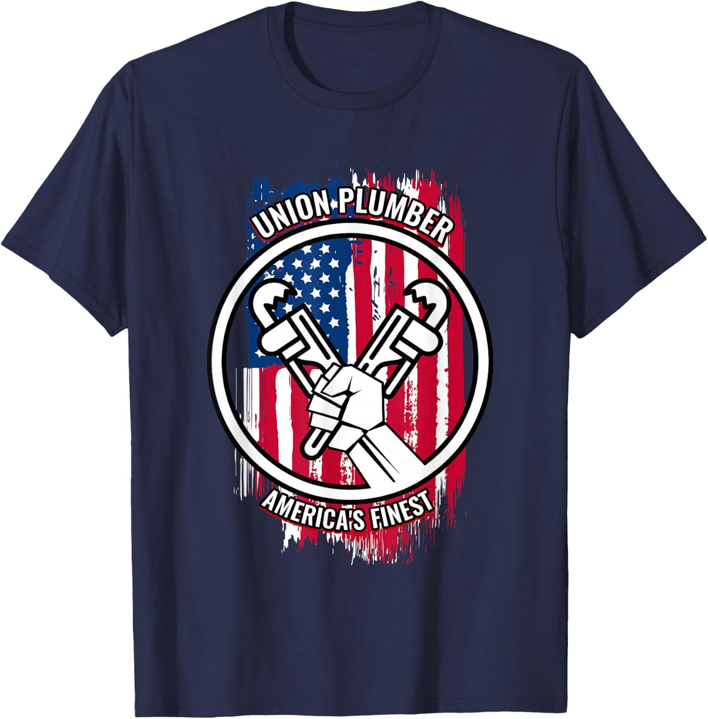 Union Plumber Proud American Gifts for Plumbers T-Shirt - T-Shirt | Navy