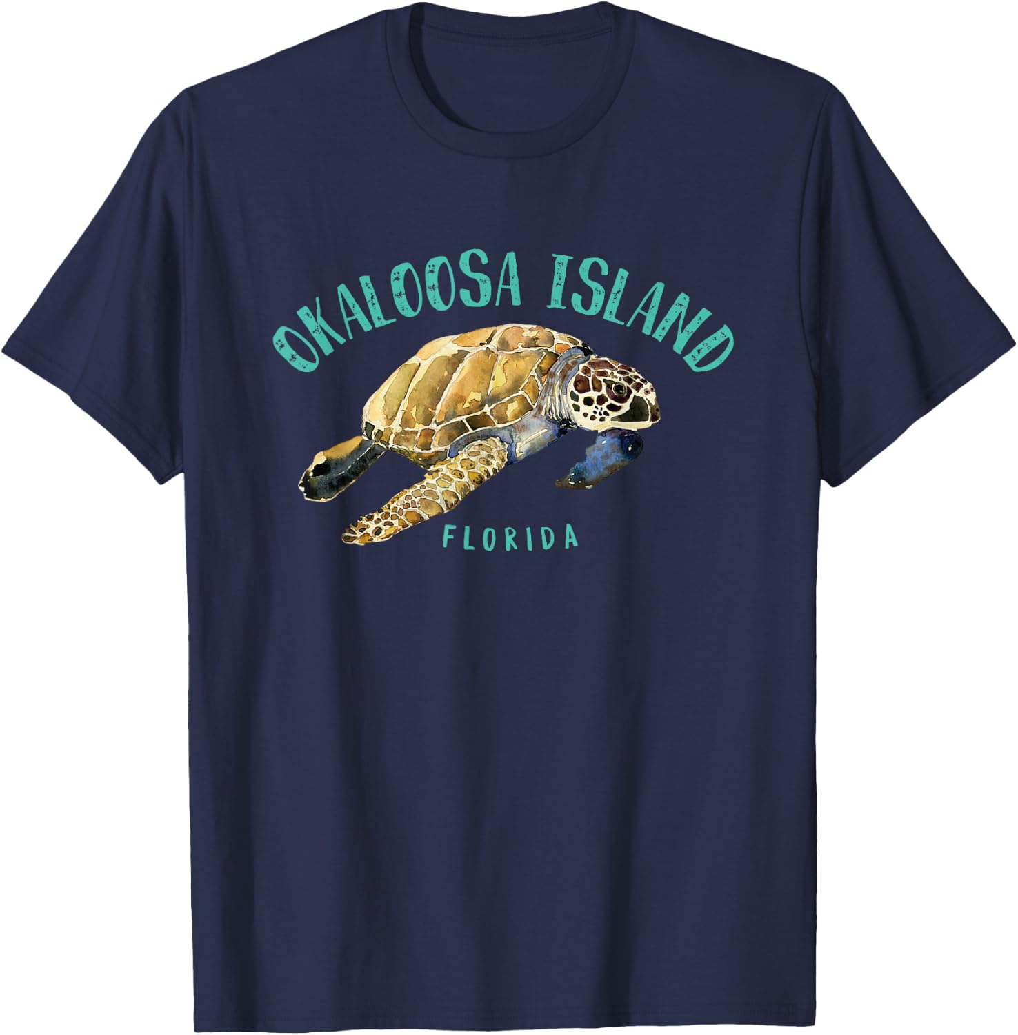 Okaloosa Island Florida Sea Turtle Design T-Shirt - T-Shirt | Navy