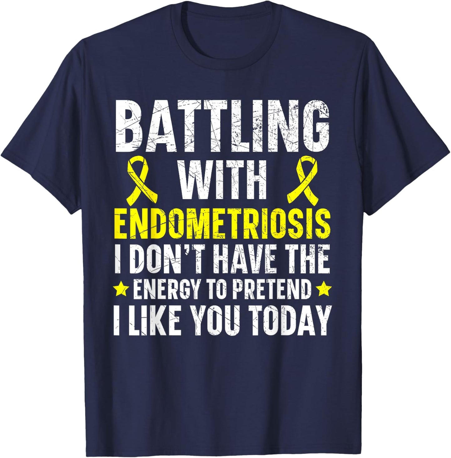 Battling With Endometriosis Awareness Disease T-Shirt - T-Shirt | Navy