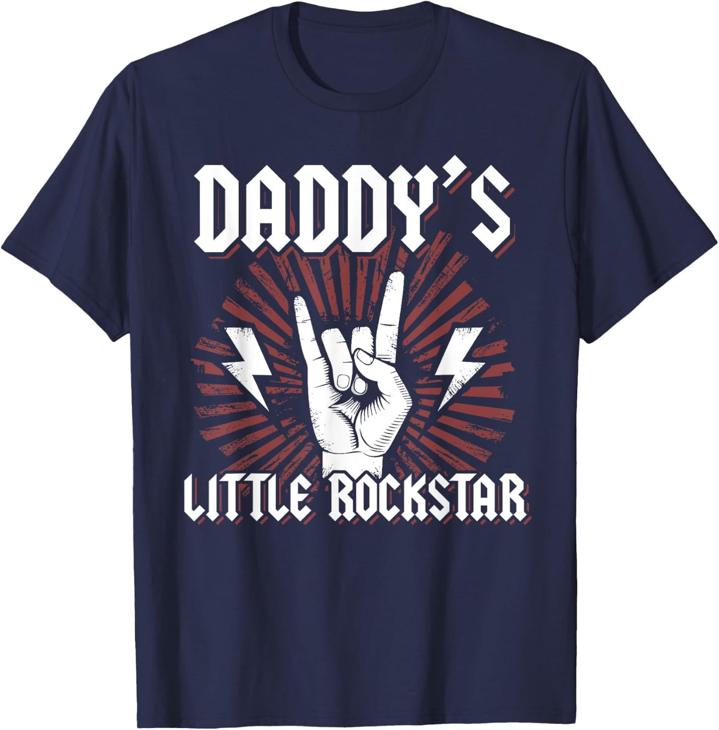 Daddy's Little Rockstar Cute Little Birthday Rocker T-Shirt - T-Shirt | Navy
