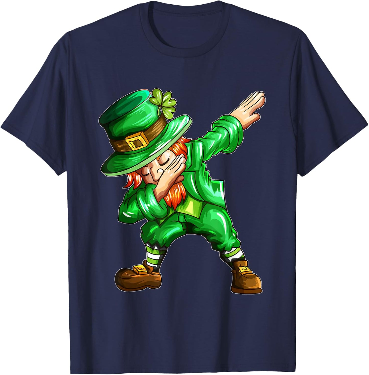 St Patricks Day Dab Dabbing Leprechaun in Green Holiday T-Shirt - T-Shirt | Navy