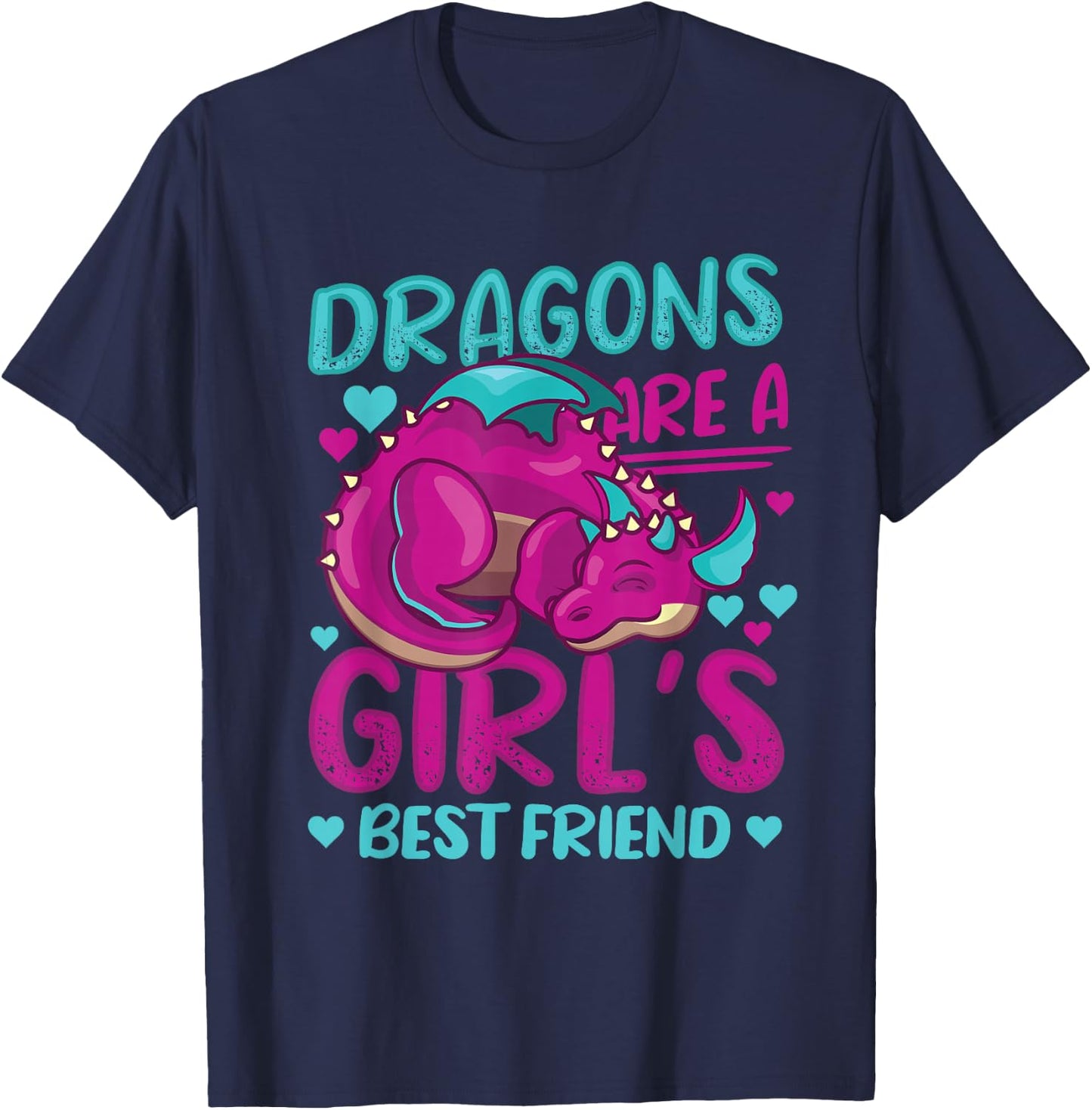 Dragons Are A Girl's Best Friend Dragon Girl T-Shirt - T-Shirt | Navy