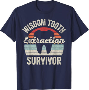 Retro Vintage Wisdom Tooth Extraction Survivor Dentist T-Shirt - T-Shirt | Navy