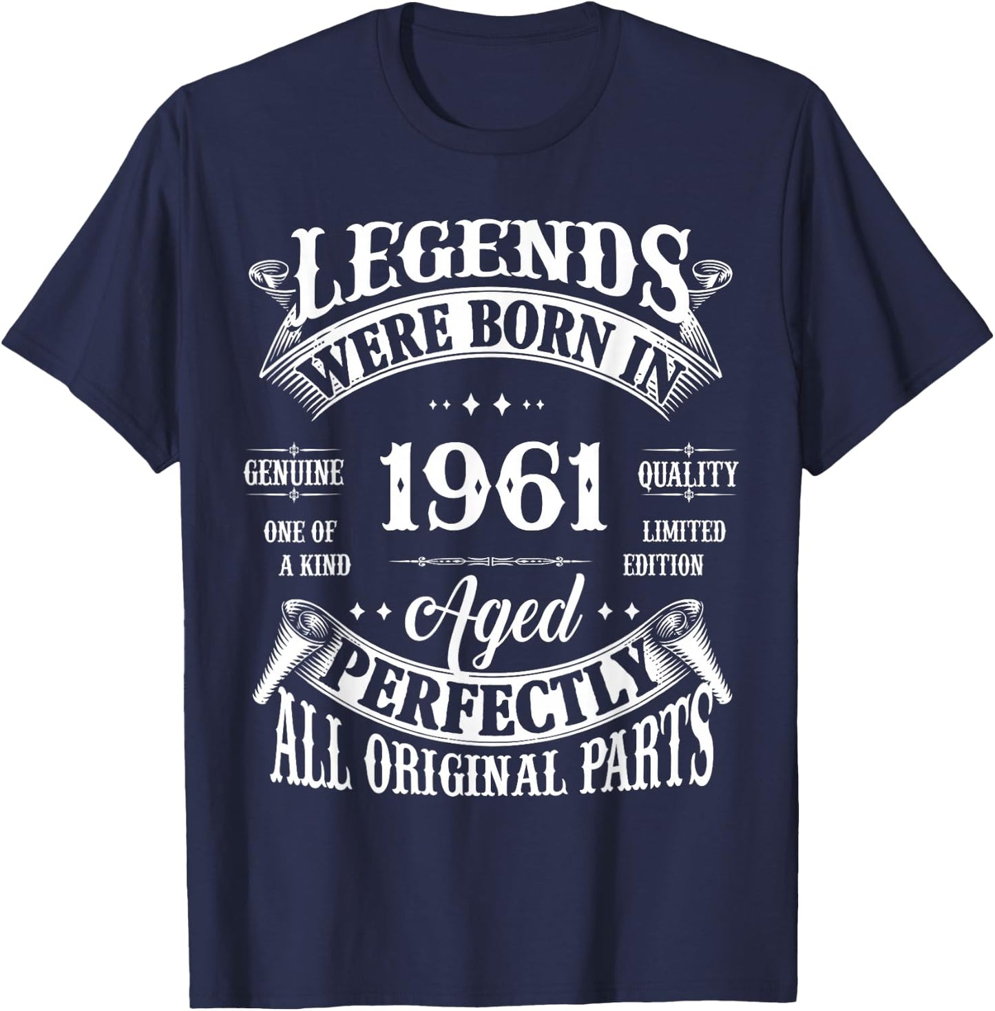 65th Birthday Gift Vintage Legends Born in 1961 65 Years Old T-Shirt - T-Shirt | Navy