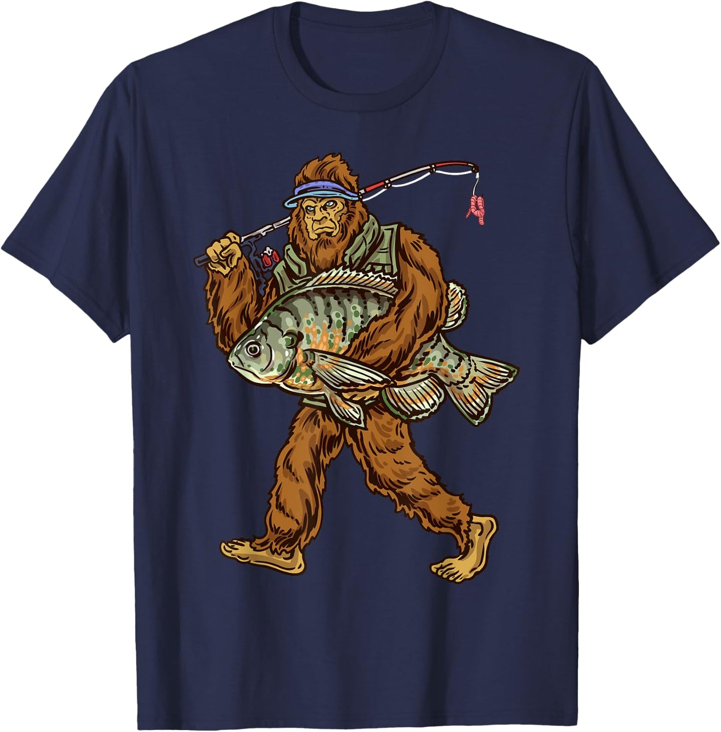 Northern Outdoors Bluegill Collection Black Fishing , -Adults, Short Sleeve, Small, , Classic Fit, Modern, Cartoon Bigfoot Pattern, All Seasons T-Shirt - T-Shirt | Navy
