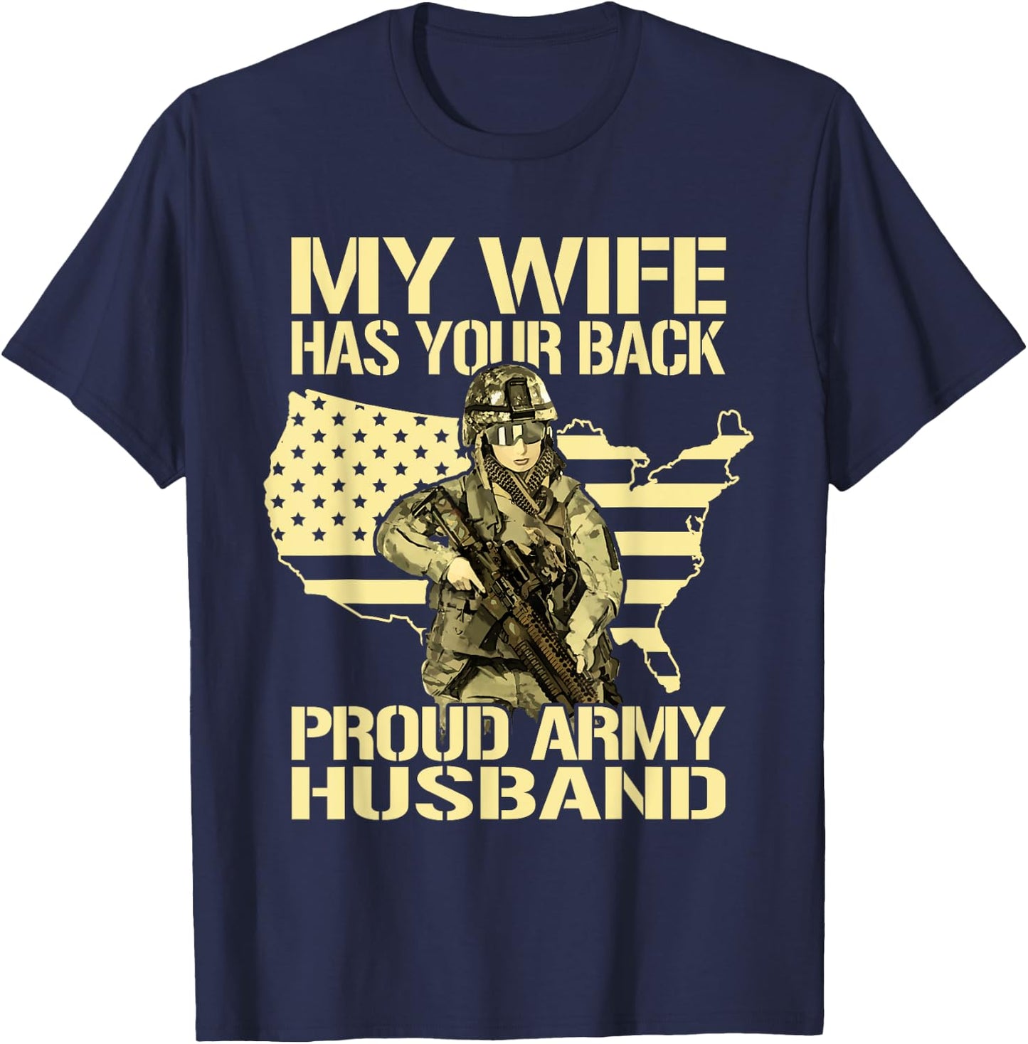 My Wife Has Your Back - Proud Army Husband Military Spouse T-Shirt - T-Shirt | Navy