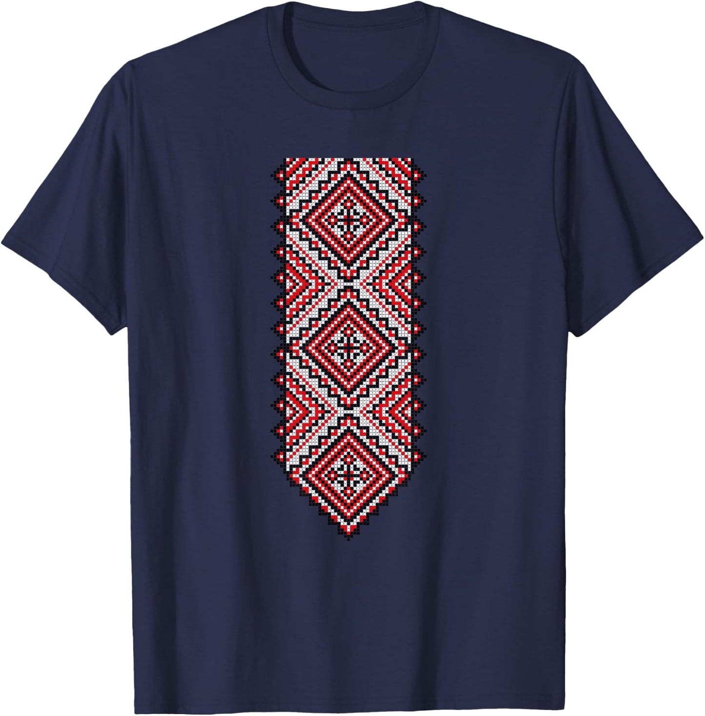 Ukrainian Embroidery Vyshyvanka Print Folk Ethnic Ornament T-Shirt - T-Shirt | Navy
