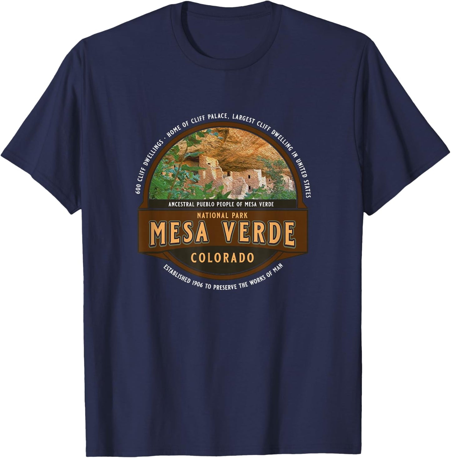Mesa Verde National Park Colorado Cliff Dwelling Souvenir T-Shirt - T-Shirt | Navy