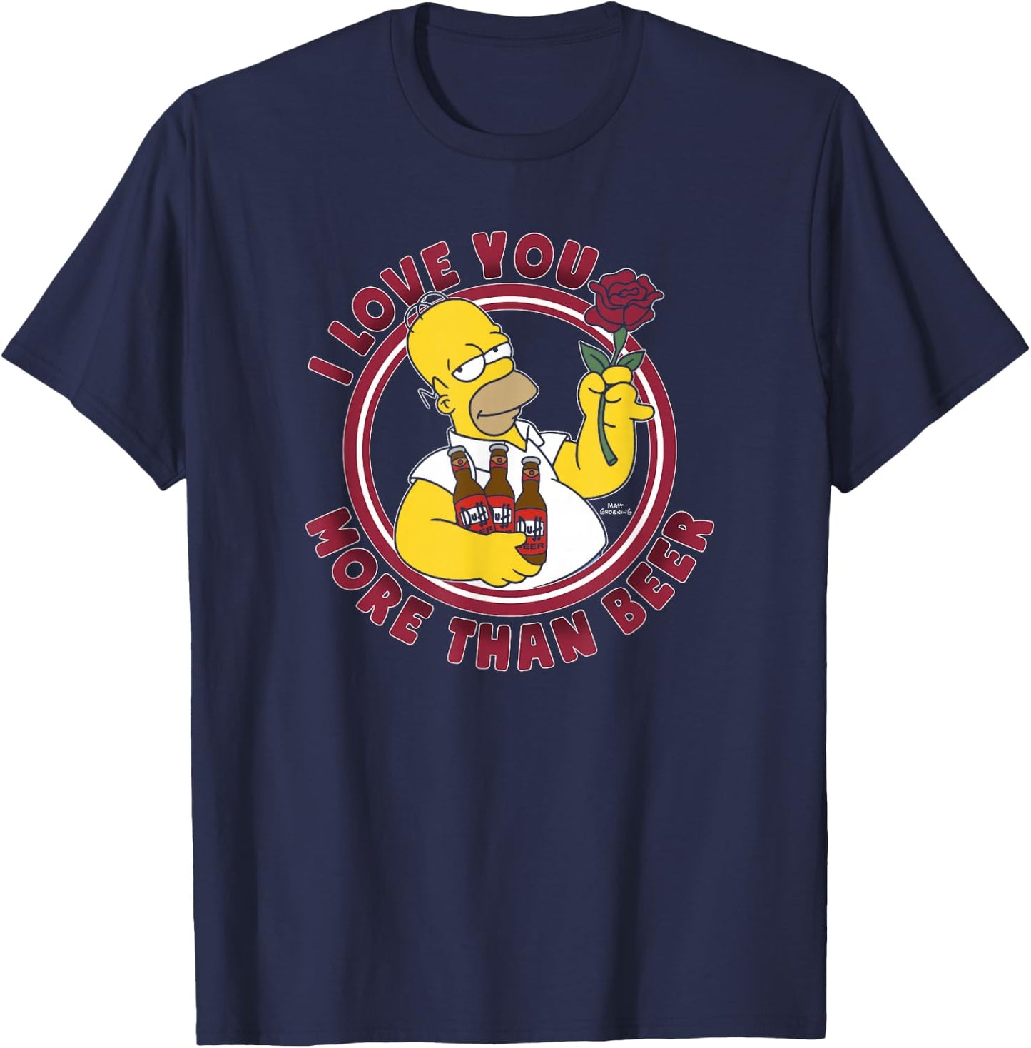 The Simpsons Valentine's Day Homer Love You More Than Beer T-Shirt - T-Shirt | Navy