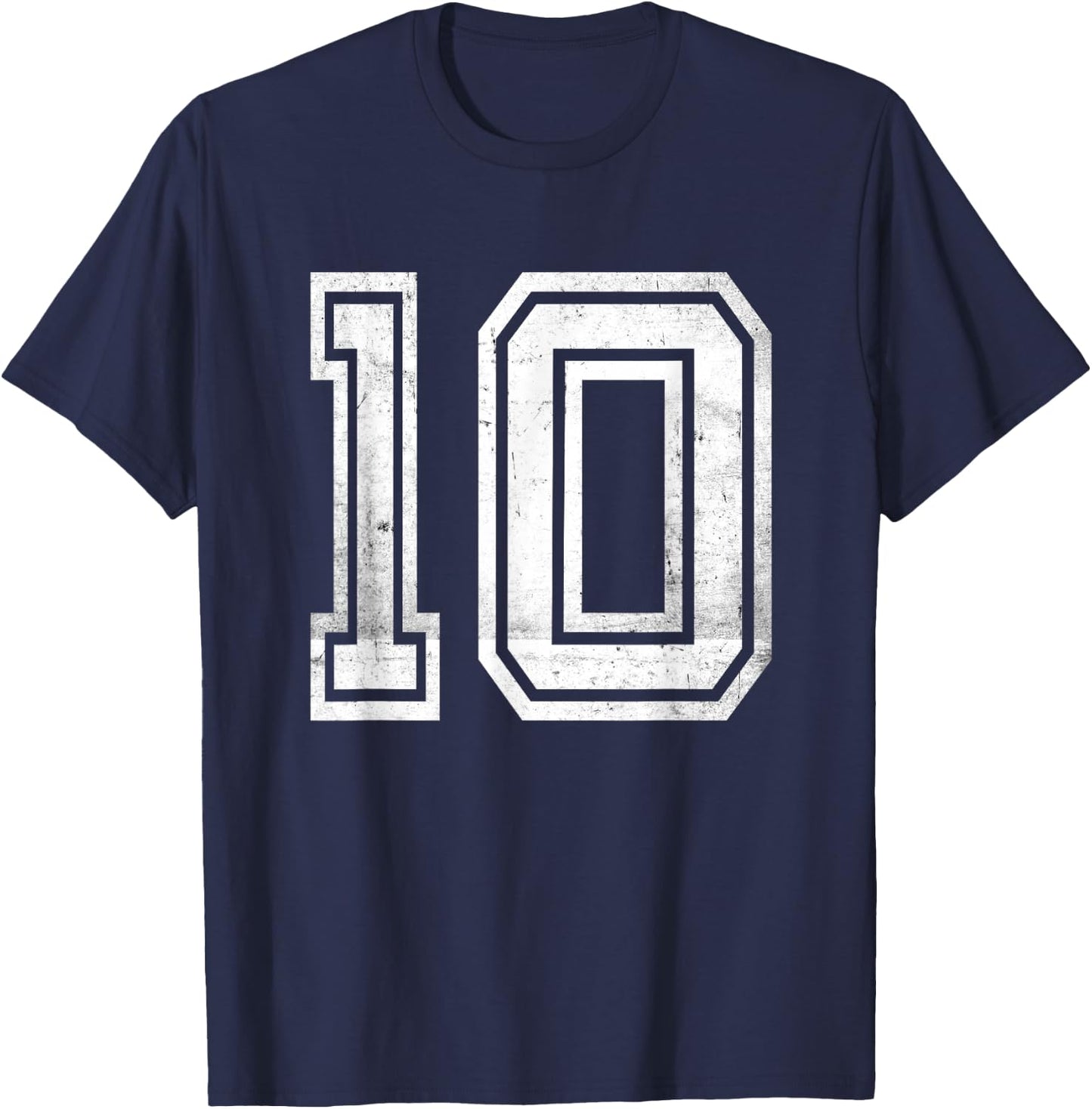 Distressed Number #10 Retro Number T-Shirt - T-Shirt | Navy