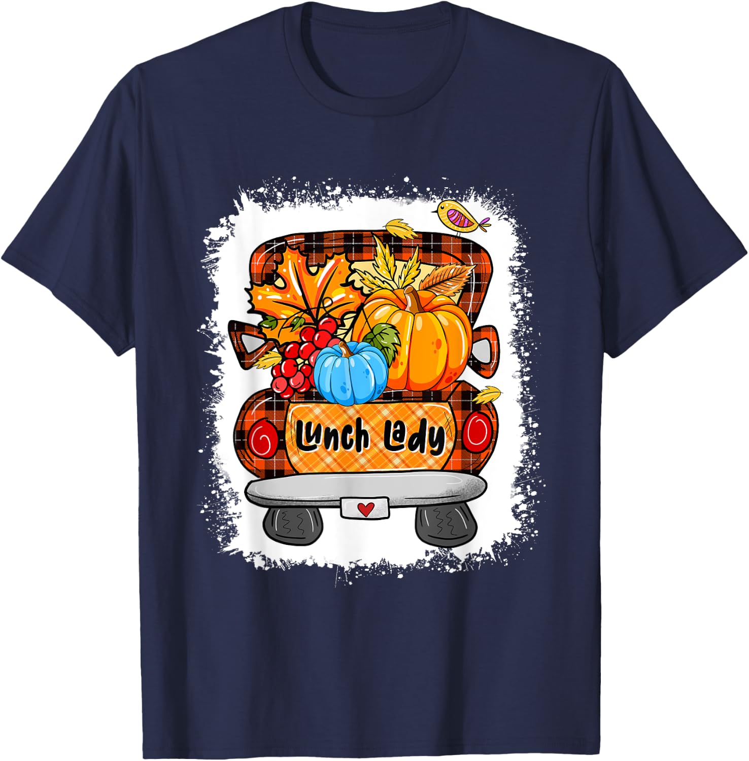 Fall Autumn Pumpkin Truck Lunch Lady Lover Thanksgiving T-Shirt - T-Shirt | Navy