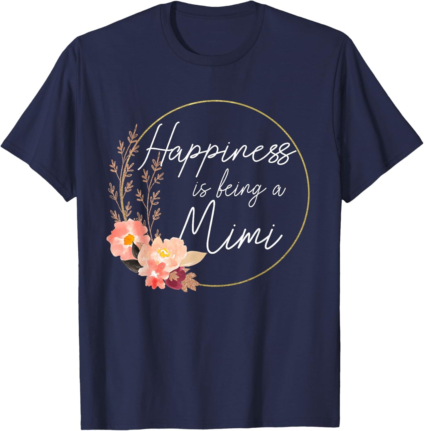 Happiness is being a Mimi Announcement Mothers Day T-Shirt - T-Shirt | Navy