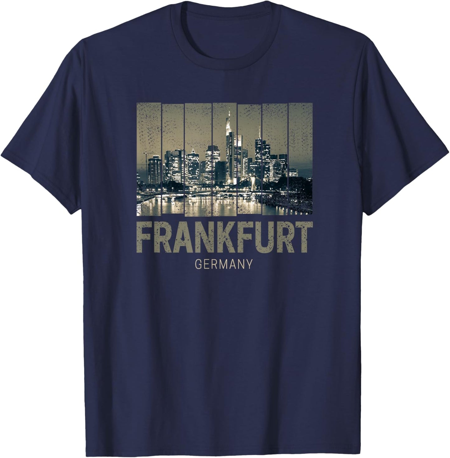 Frankfurt Germany Skyline Fine Art Vintage Souvenir T-Shirt - T-Shirt | Navy