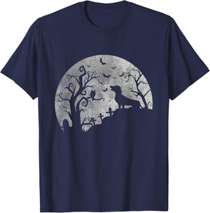 Dachshund And Moon Halloween Dachshund Lovers Pet Owner T-Shirt - T-Shirt | Navy