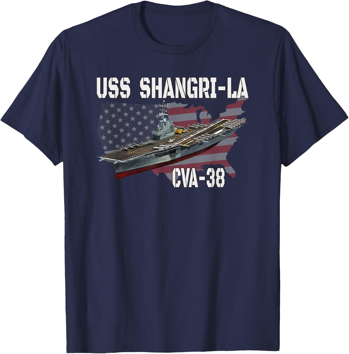 USS Shangri-La CVA-38 Aircraft Carrier Veterans Day Father's T-Shirt - T-Shirt | Navy