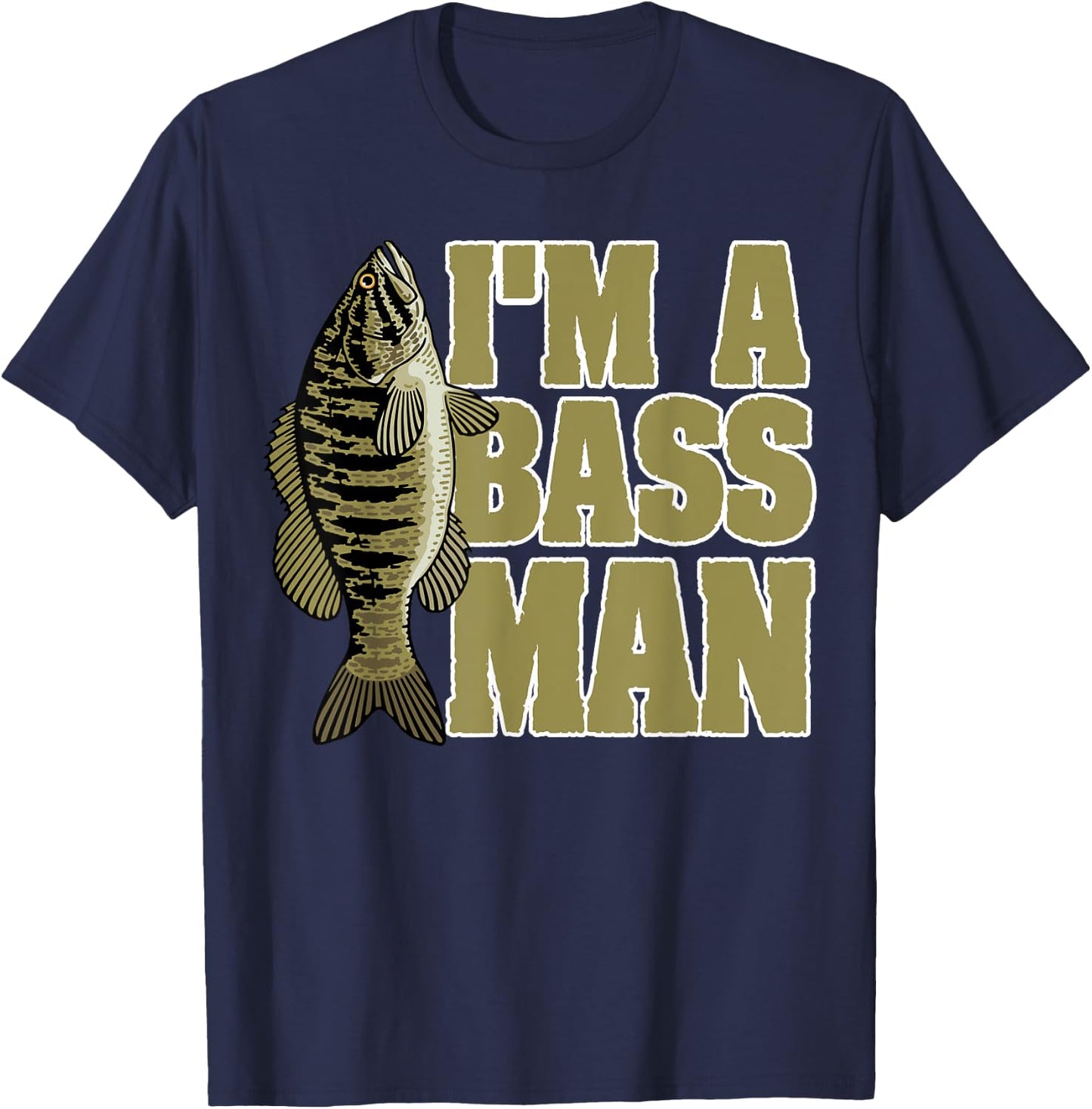Bass Fishing Angling Mam Black Fish Fisherman Sport T-Shirt - T-Shirt | Navy
