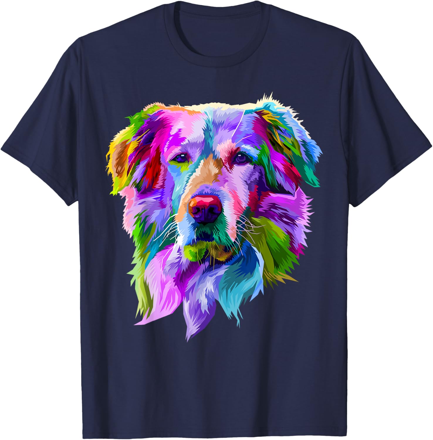 Golden Retriever Pop Art Portrait for Dog Owners Men Women Girls Kids T-Shirt - T-Shirt | Navy