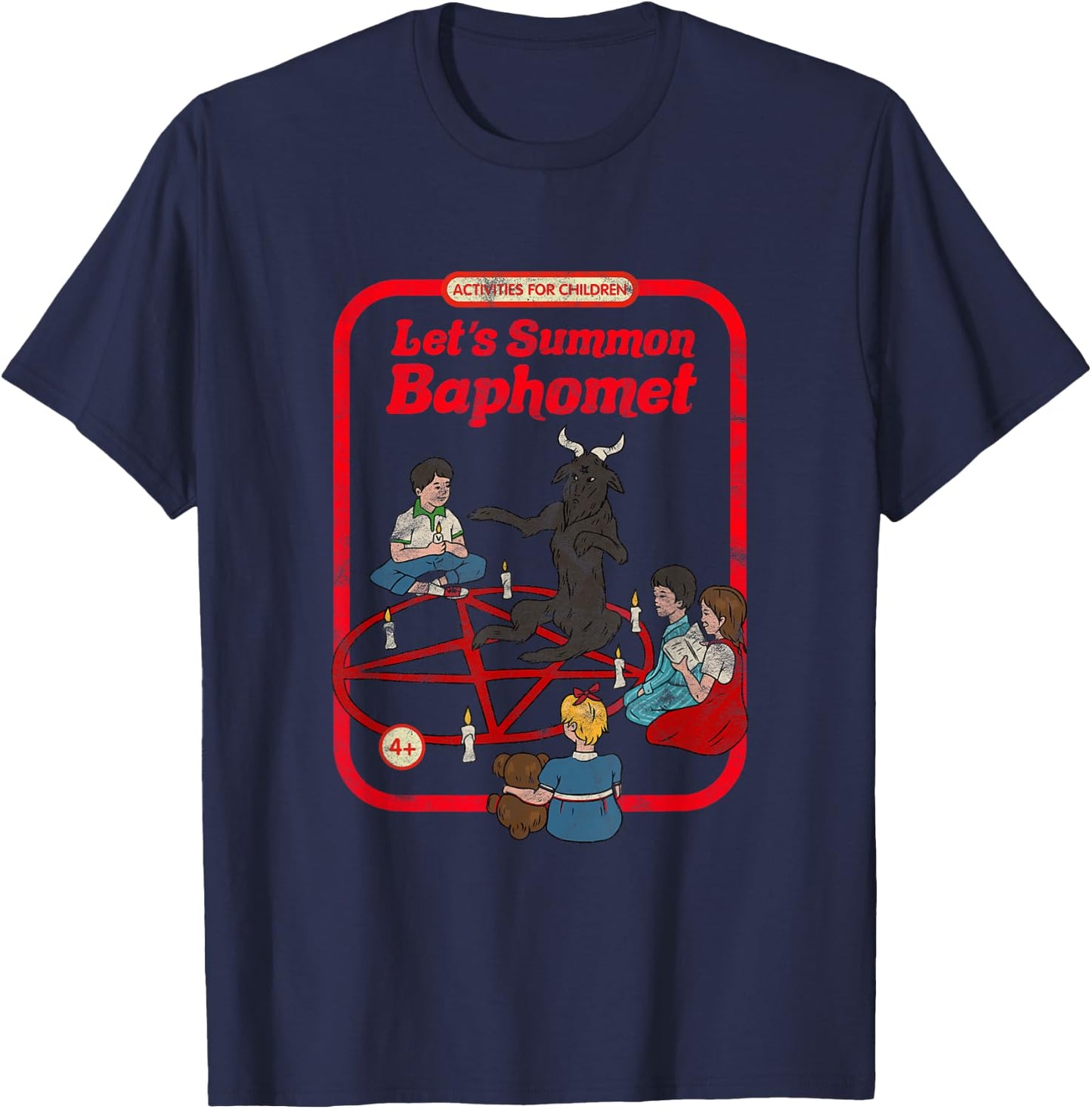Let's Summon Baphomet Vintage Childgame Horror Goth Punk T-Shirt - T-Shirt | Navy