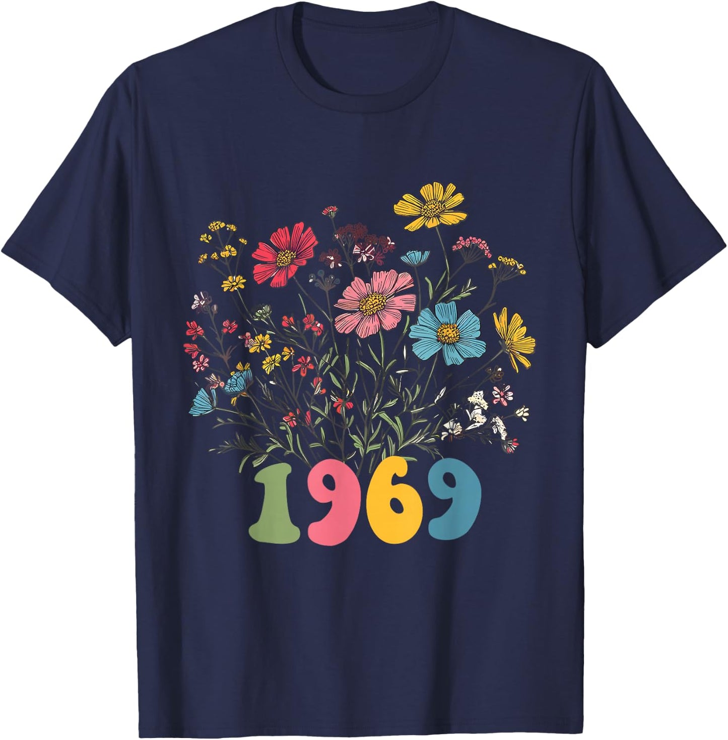 Wildflower Born 1969 56th Birthday 1969 birthday T-Shirt - T-Shirt | Navy