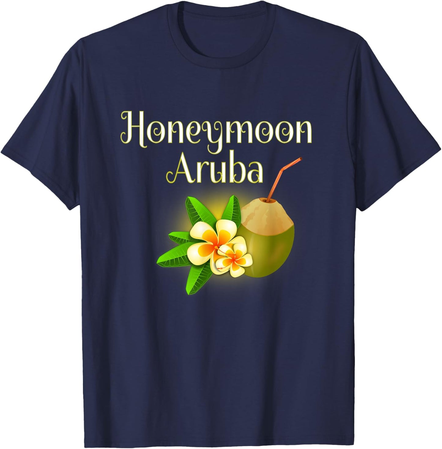 Honeymoon in Aruba Shirt for couples, Wedding Gift T-Shirt - T-Shirt | Navy