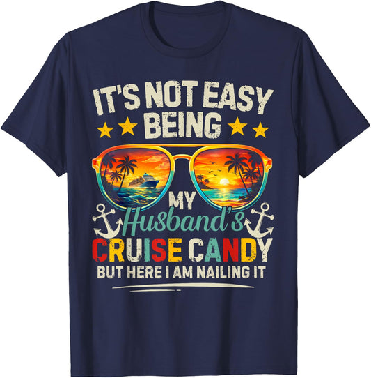 Matching Couples Cruise Husband & Wife Women Candy Cruising T-Shirt - T-Shirt | Navy