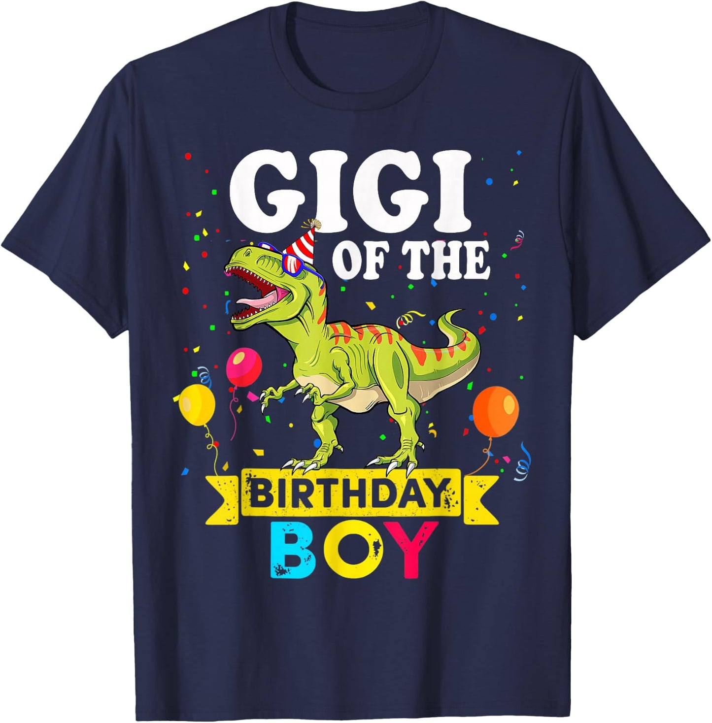 Gigi Of The Birthday Boy Dinosaur T-Rex Matching Family T-Shirt - T-Shirt | Navy